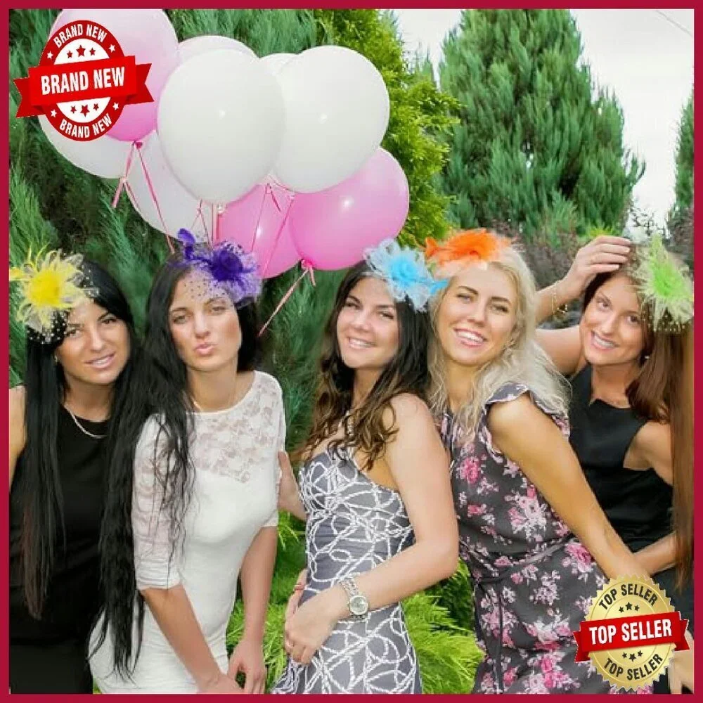 12 Pcs Fascinator Hats Feather Mesh Hair Clip Party Wedding Accessories